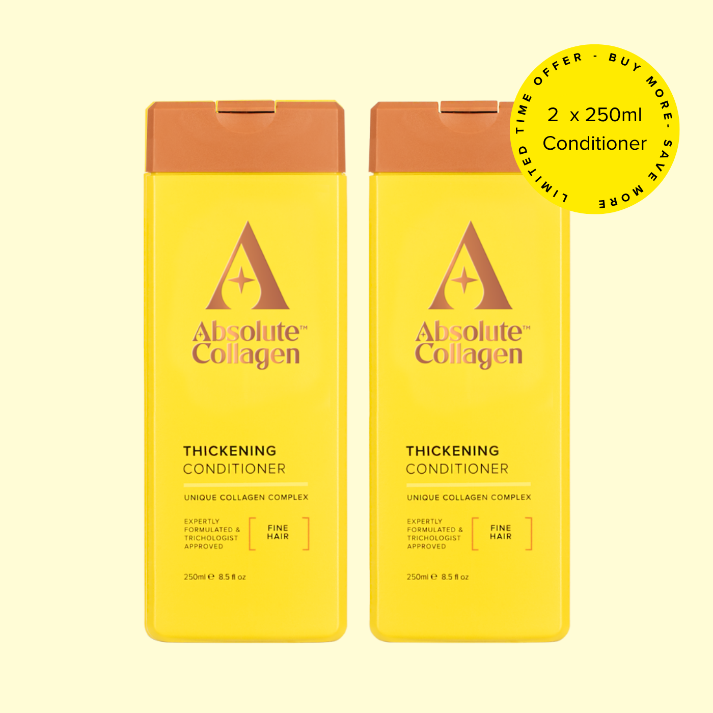 Eqzsupplyinc Collagen Complex Hair Thickening Conditioner - 2x250ml for Stronger, Fuller Hair